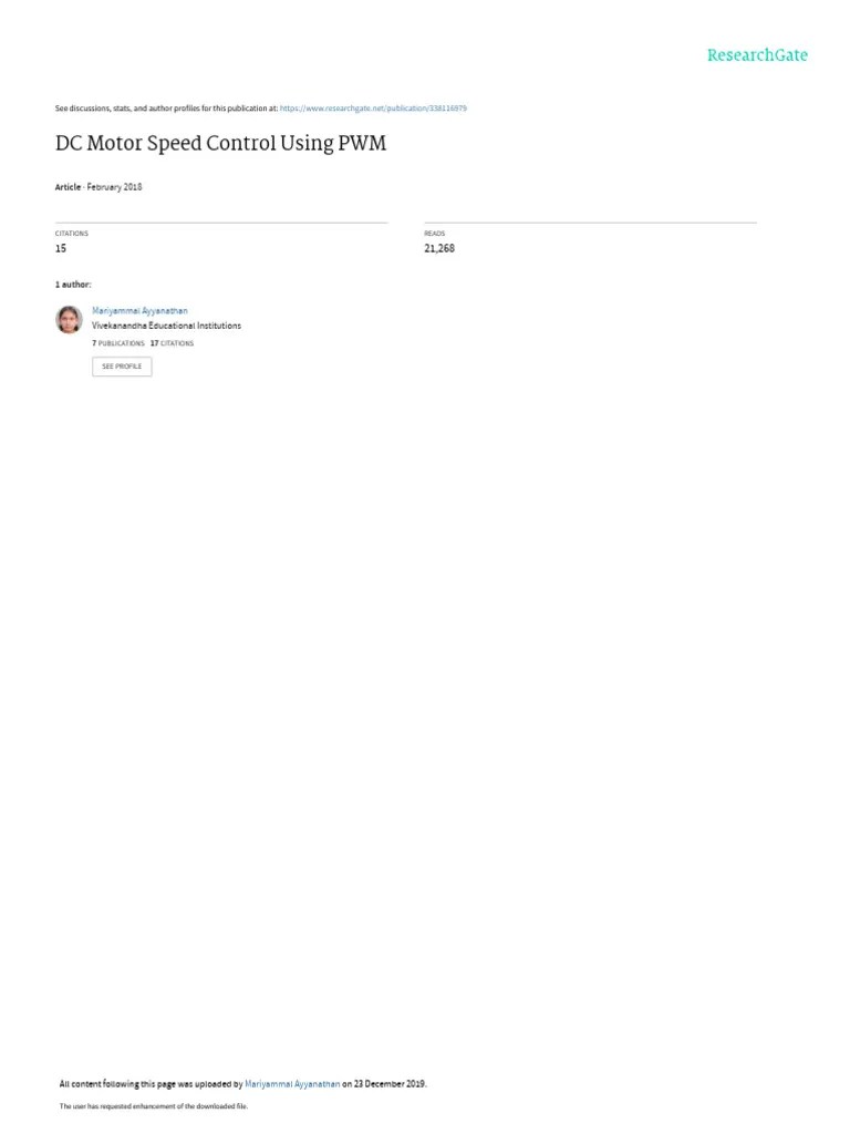 DC Motor Speed Control Using PWM | PDF | Rectifier | Electric Motor