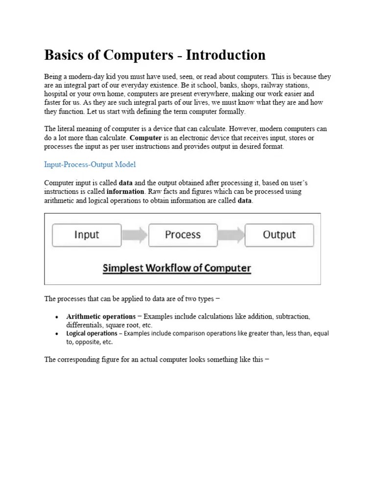 Basics Of Computers | PDF | Operating System | Scheduling (Computing)