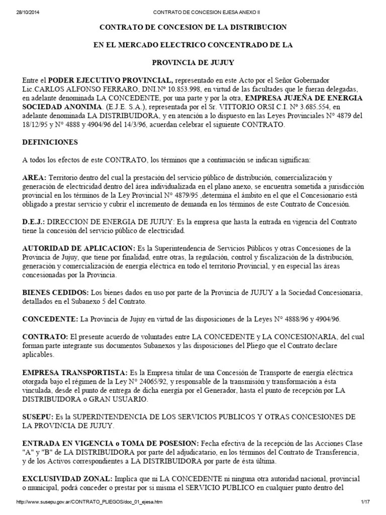 Contrato De Concesion Ejesa Anexo Ii | PDF | Oferta (economía) | Impuestos