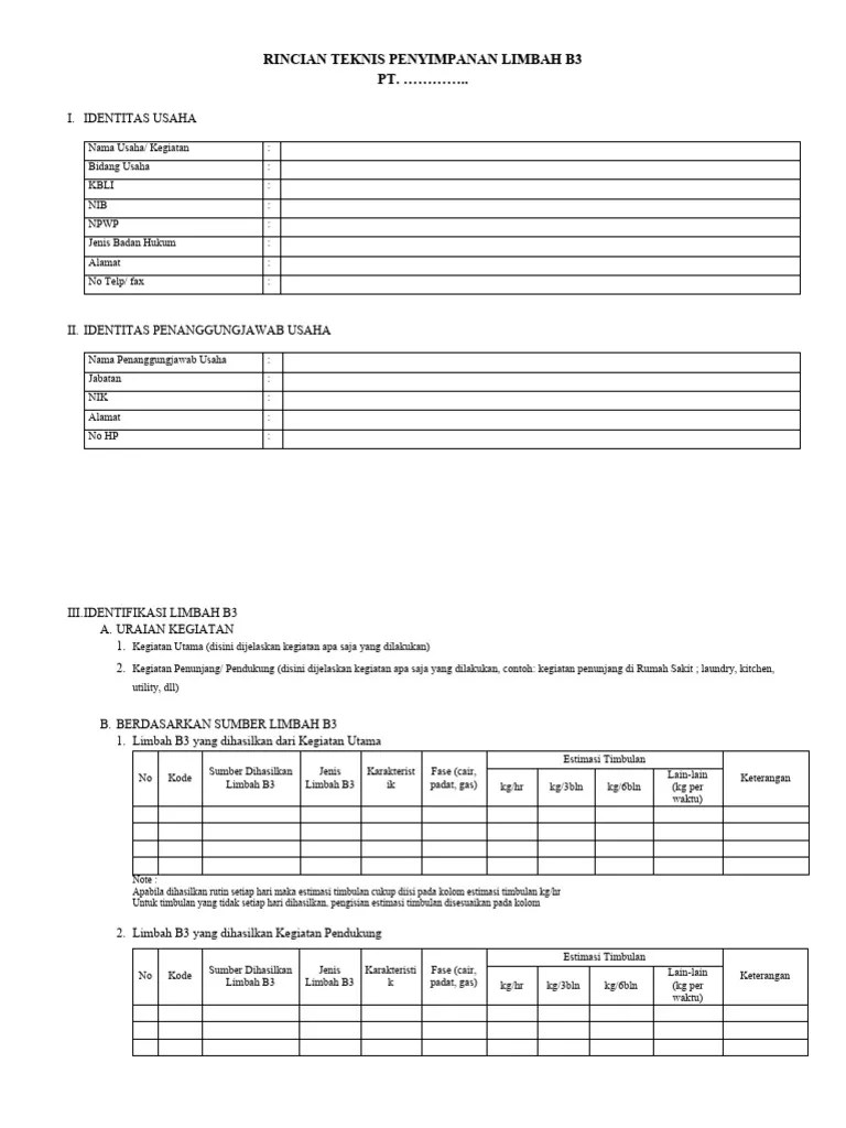 Rincian Teknis Penyimpanan Limbah B3 2023 | PDF