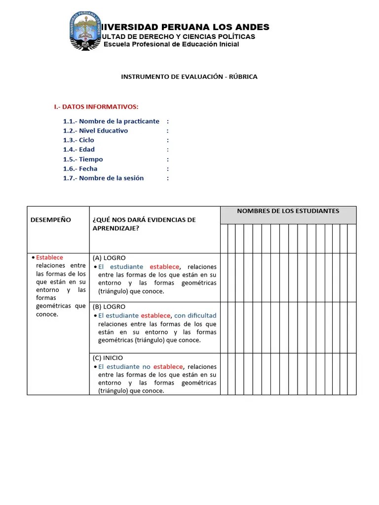 Rubrica De La Sesión De Aprendizaje | PDF