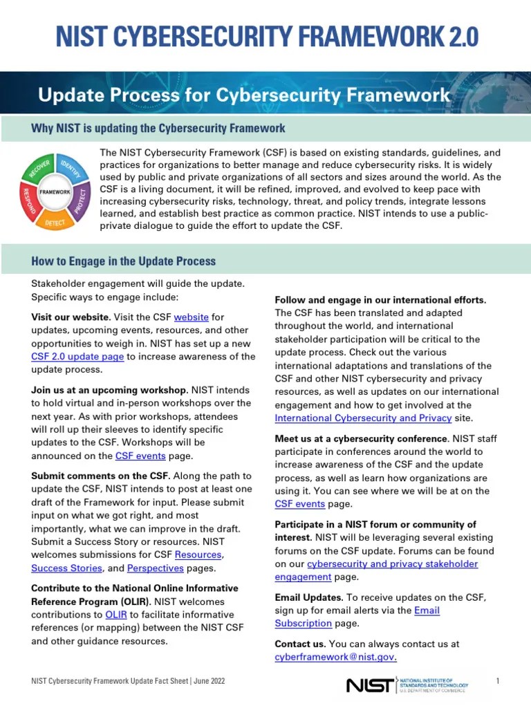 NIST Cybersecurity Framework 2.0 Factsheet | PDF | Computer Security ...