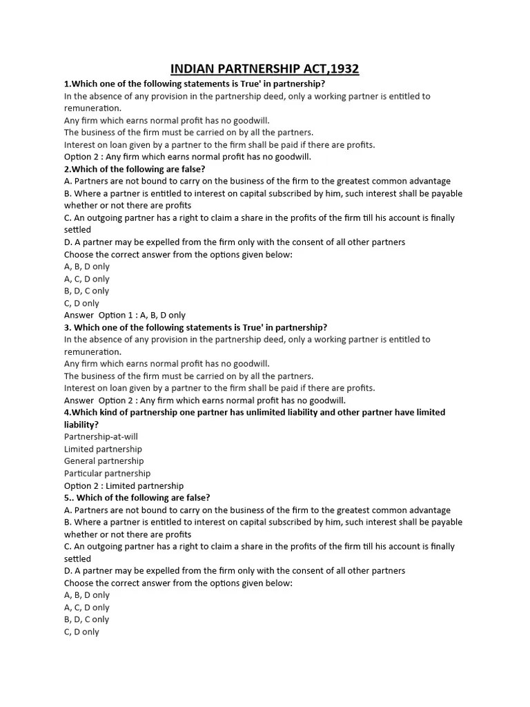 Indian Partnership Act | PDF | Partnership | Legal Liability