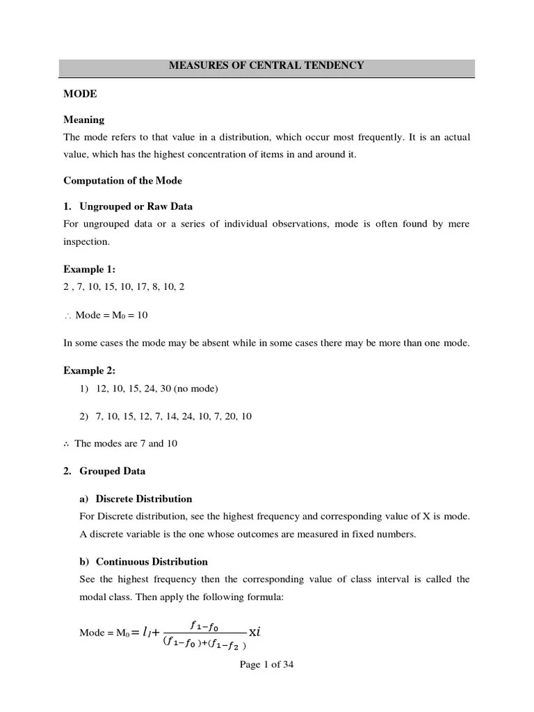 Business Statistics Notes | PDF | Mode (Statistics) | Mean