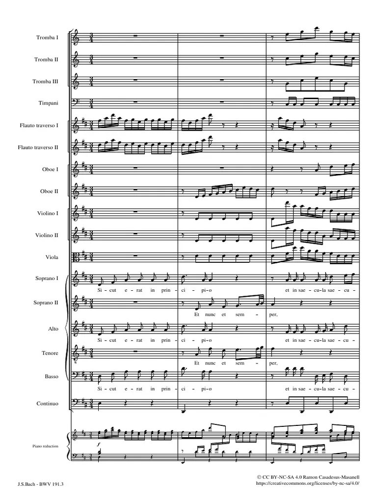 Gloria In Excelsis Deo BWV 191 Mvt. 3 Johann Sebastian Bach BWV 191.3 | PDF | Compositions ...