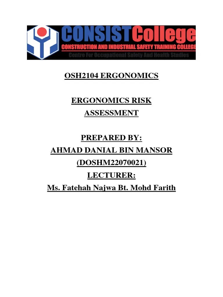 Report Ergonomic Risk Assessment | PDF | Human Factors And Ergonomics | Safety