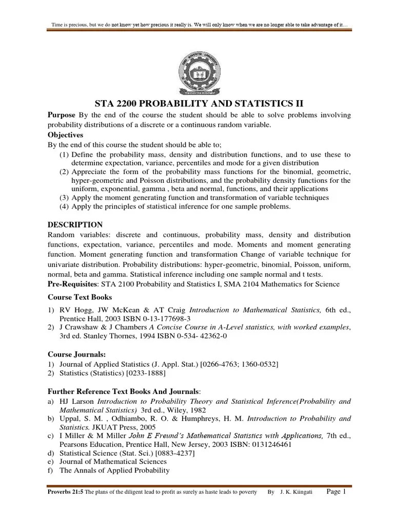 Probability And Statistics 2 Notes | PDF | Probability Distribution | Probability Density Function