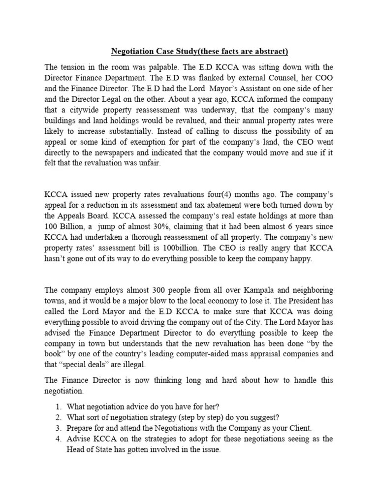 Negotiation Case Study | PDF