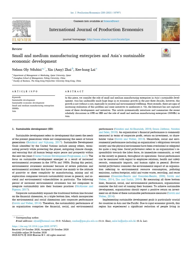 Small And Medium Manufacturing Enterprises And Asia's Sustainable ...