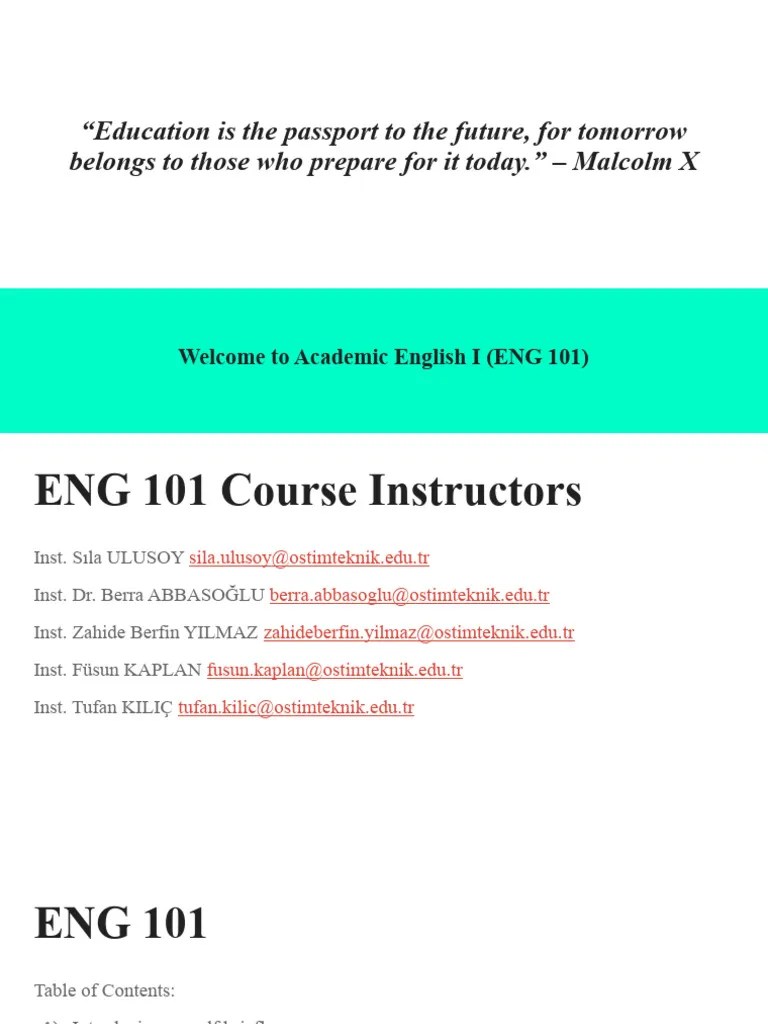 Course Intro Eng 101 2023-2024 Fall | PDF | Plagiarism | Turnitin