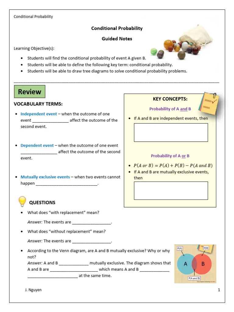 Guided Notes Conditional Probability | PDF | Probability | Sampling ...