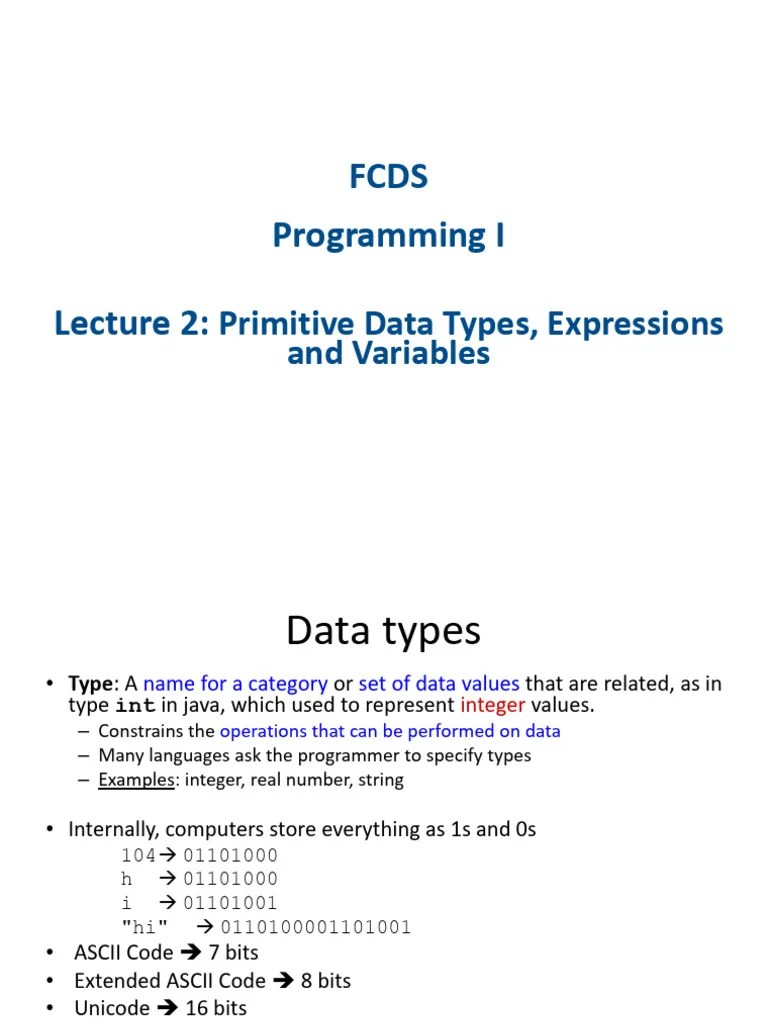 Lecture 2 New 10.10.2023 | Download Free PDF | Data Type | Integer ...