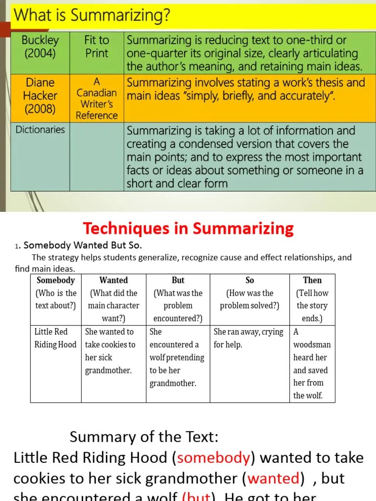 Techniques In Summarizing | PDF