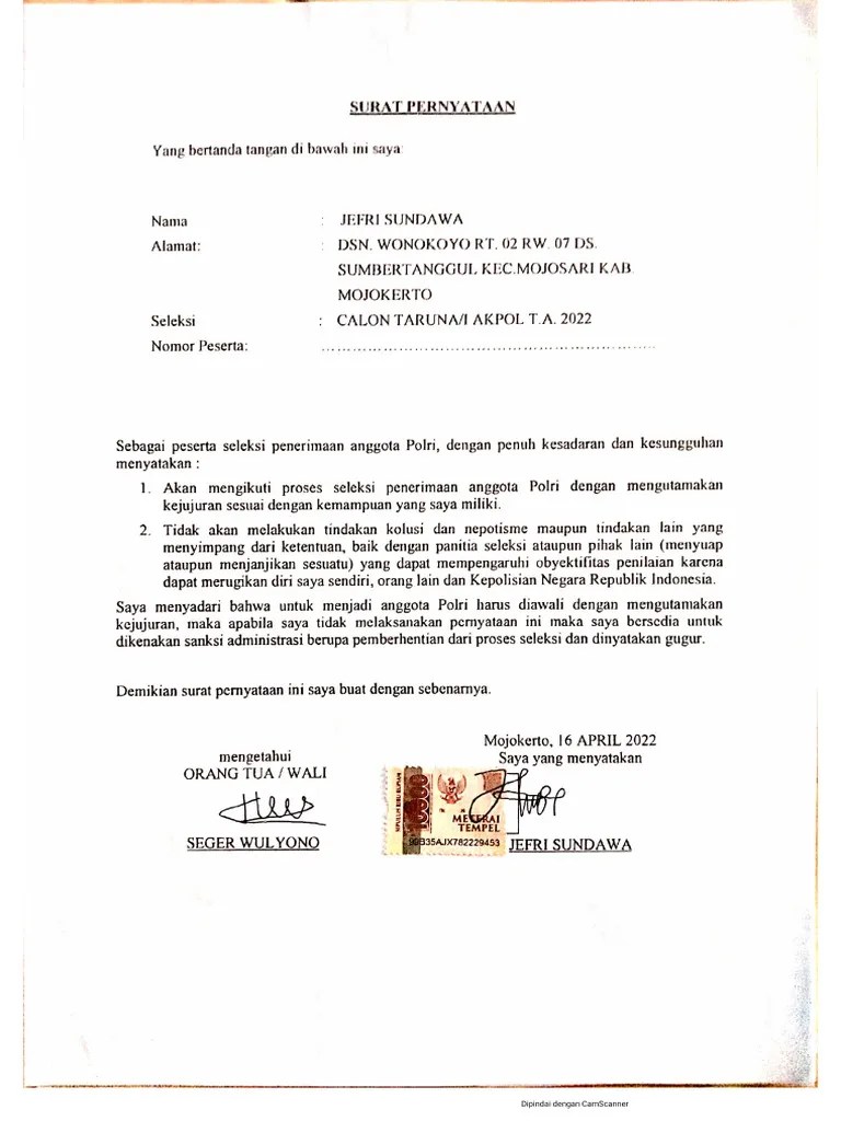 Surat Pernyataan KKN - 2 | PDF