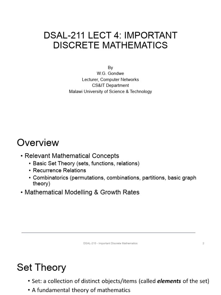 DSAL-211-Lecture 4 - Important Discrete Mathematics | PDF | Discrete ...