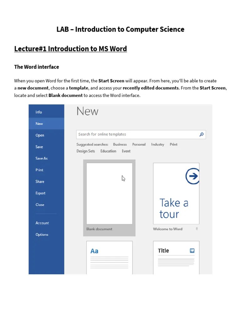 LAB 1 Introduction To MS Word | PDF | Microsoft Word | Software