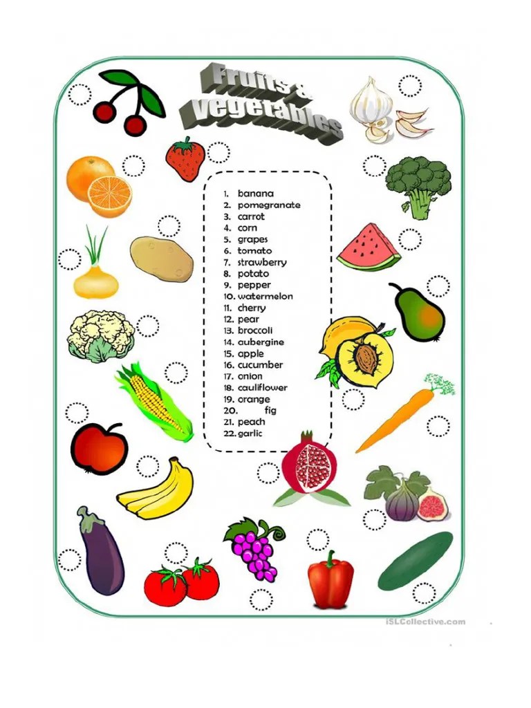 Fruits And Vegetables English Esl Worksheets For Distance Learning | PDF