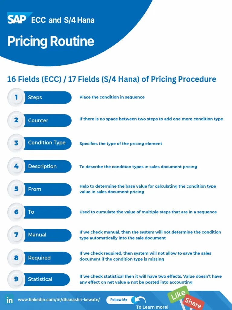 17 Fields (S4 Hana) Of Pricing Procedure | PDF | Pricing | Business