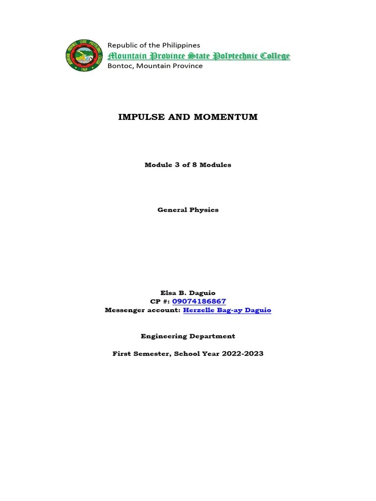 Impulse And Momentum | PDF | Collision | Momentum