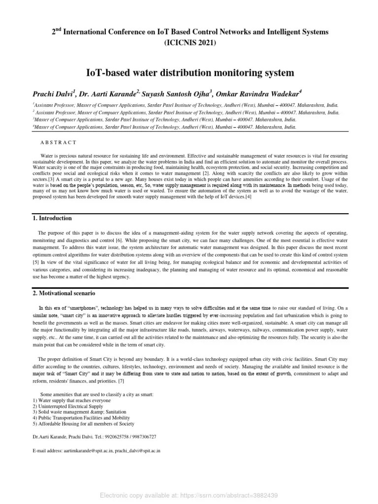 IoT-based Water Distribution Monitoring System | PDF | Internet Of ...
