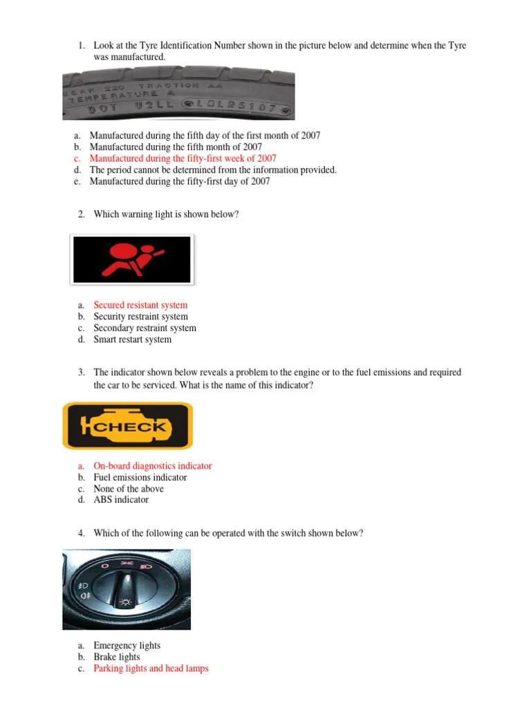 Driving Exams Test | PDF | Traffic | Traffic Light