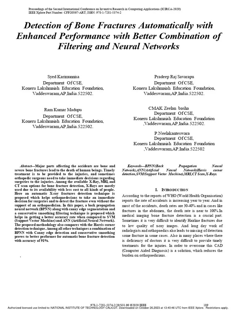 Detection Of Bone Fractures Automatically With Enhanced Performance ...