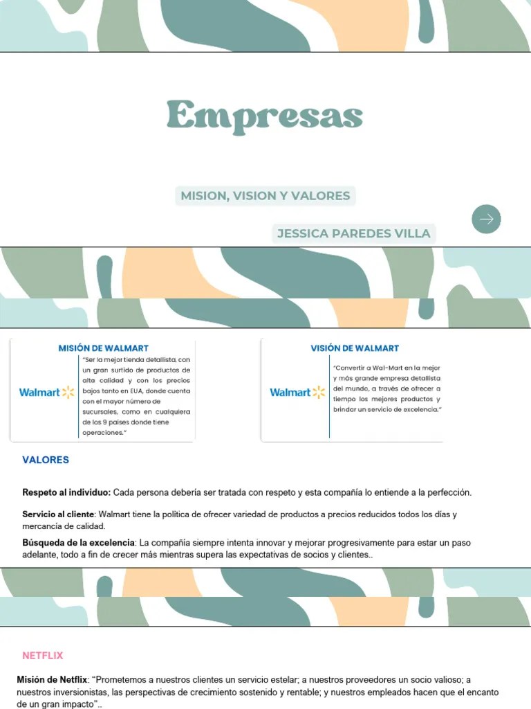 Empresas, MISION, VISION Y VALORES | PDF | Business | Netflix