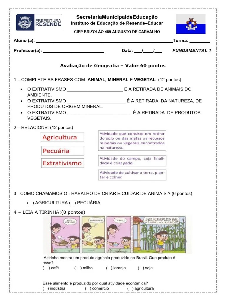 Avaliação III De GEOGRAFIA 3 BIMESTRE | PDF