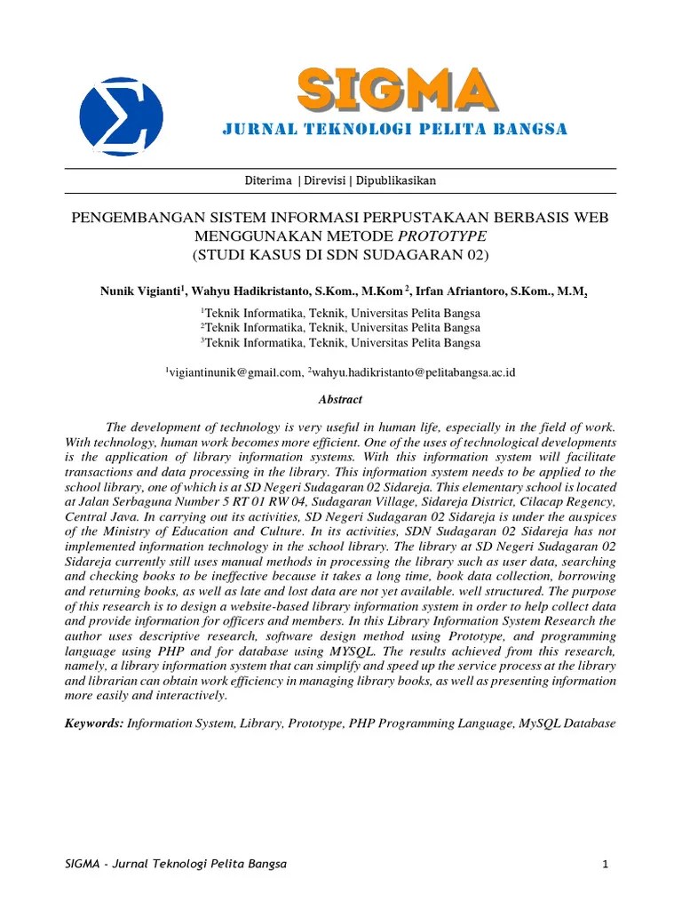 Pengembangan Sistem Informasi Perpustakaan Berbasis Web Metode ...
