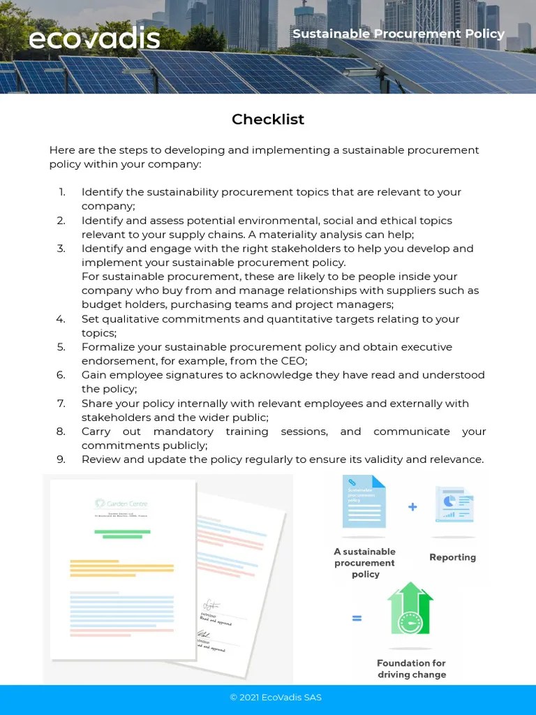 Sustainable Procurement Policy - Summary Checklist Handout | PDF
