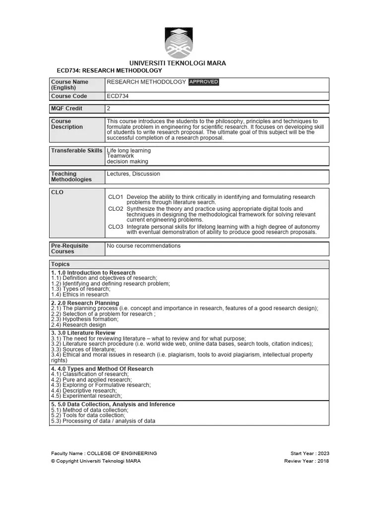 Course RESEARCH METHODOLOGY | PDF | Methodology | Cognitive Science