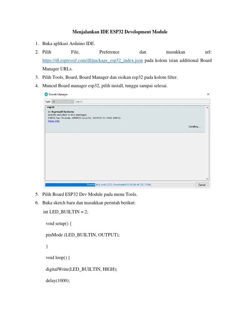 1 Menjalankan IDE ESP32 Development Module | PDF | Arduino | Fahrenheit
