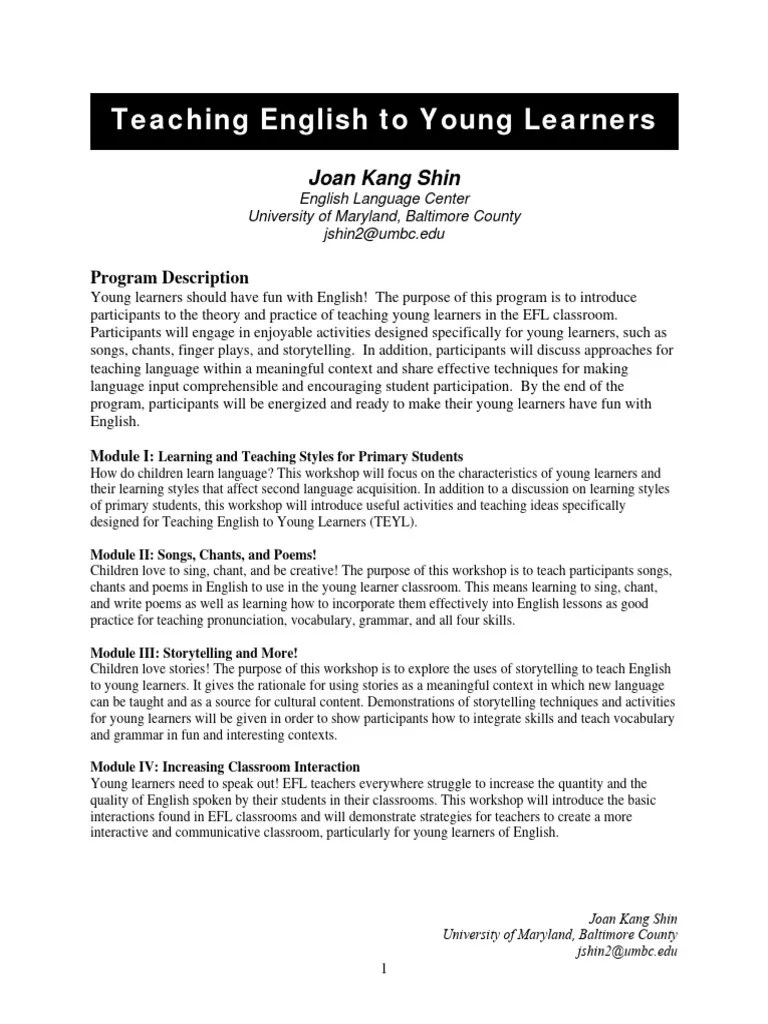 Teaching English To Young Learners | PDF | Second Language | Learning