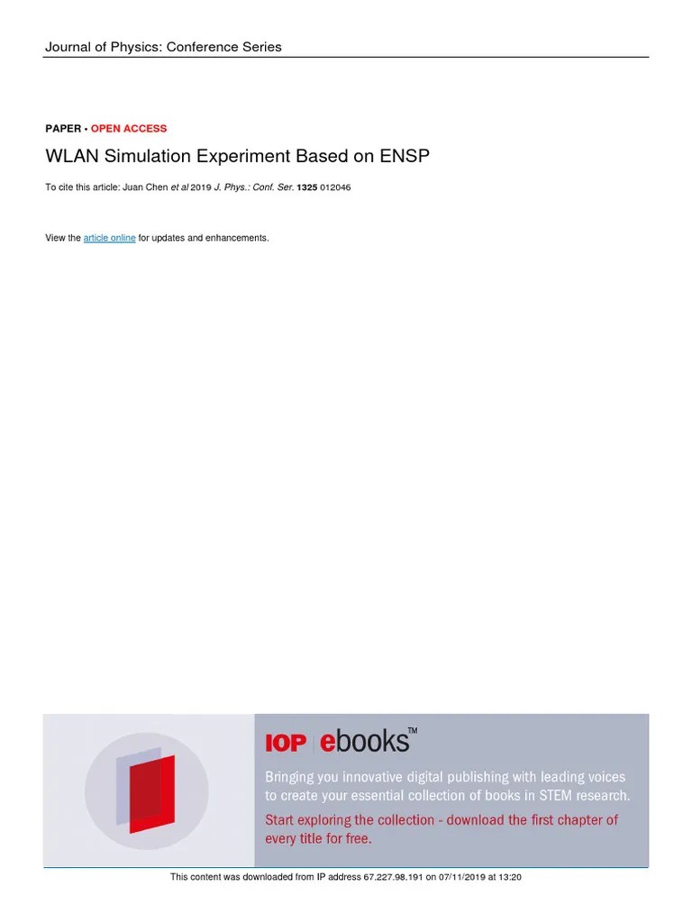 WLAN Simulation Experiment Based On ENSP | PDF | Wireless Lan ...