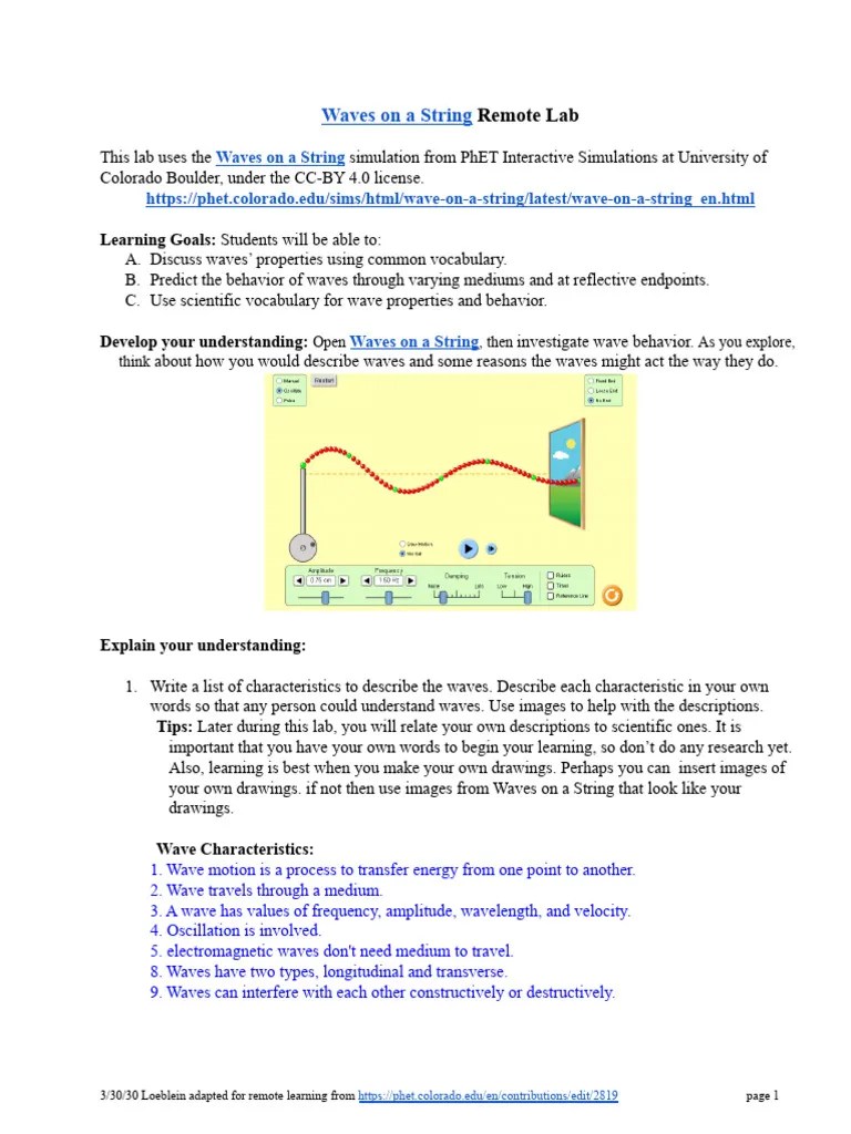 Waves On A String PhET Lab | Download Free PDF | Waves | Damping