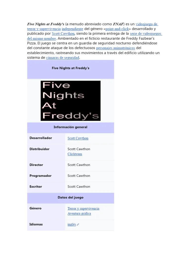 Cinco Noches Con Mi Tio | PDF | Videojuegos