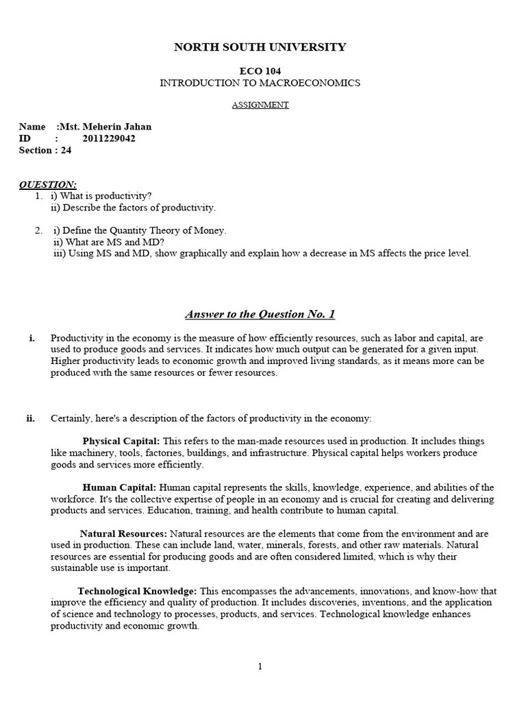 Macro Assignment 1 | PDF | Money Supply | Money