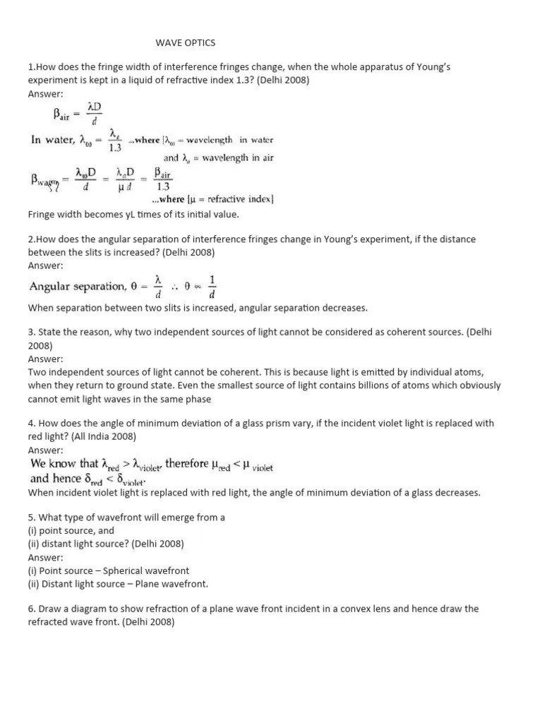 Wave Optics | PDF | Diffraction | Wavelength