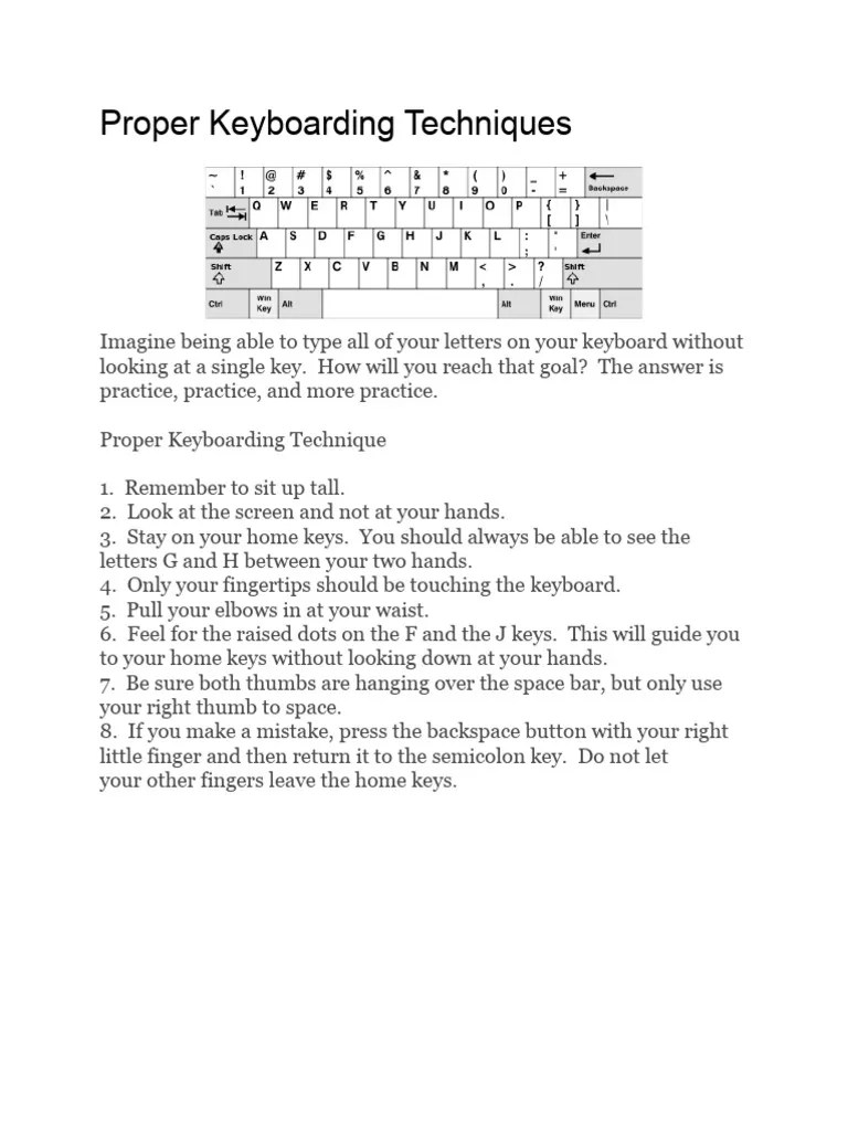 Proper Keyboarding Techniques | PDF