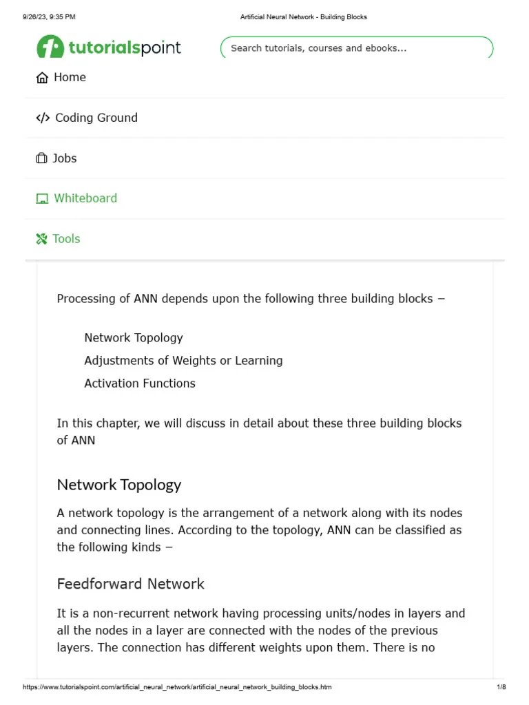 Artificial Neural Network - Building Blocks | PDF | Artificial Neural ...