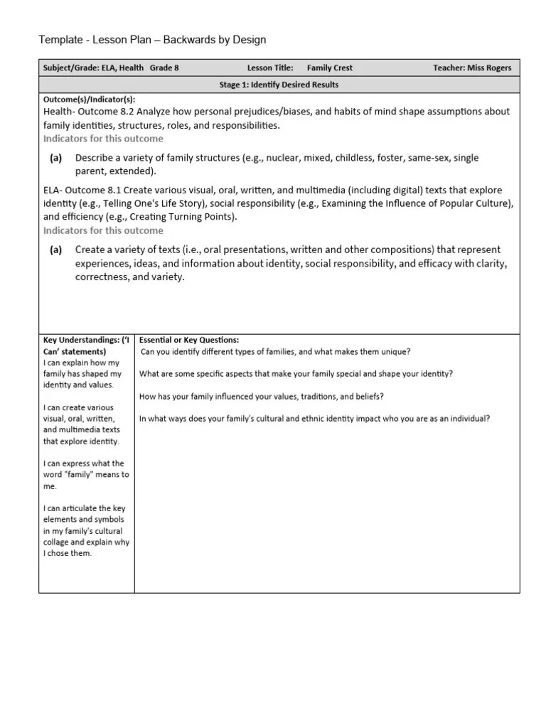 Lesson Plan For Internship | Download Free PDF | Identity (Social Science) | Lesson Plan