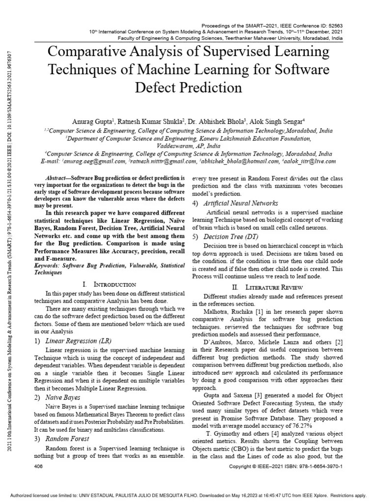 Comparative Analysis Of Supervised Learning Techniques Of Machine ...