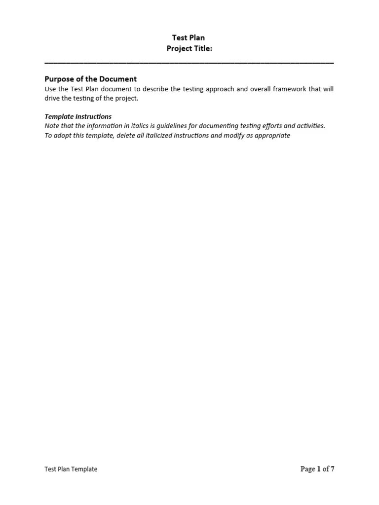 Test Plan Template | PDF | Software Testing | Unit Testing