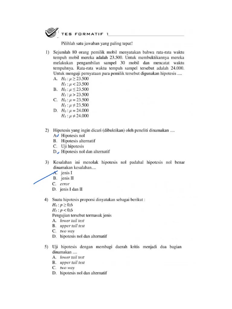 Soal Latihan Uji Hipotesis | PDF