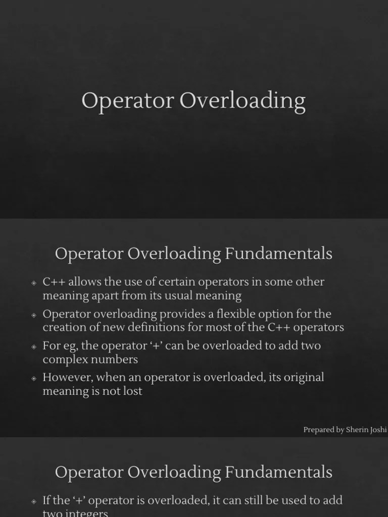 Unit 4 - Operator Overloading | PDF | Parameter (Computer Programming ...
