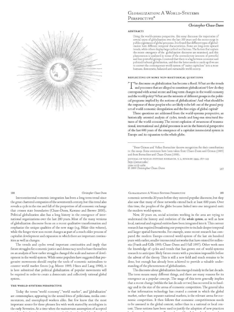 Globalization_A_World-Systems_Perspective | PDF | World Systems Theory | Globalization