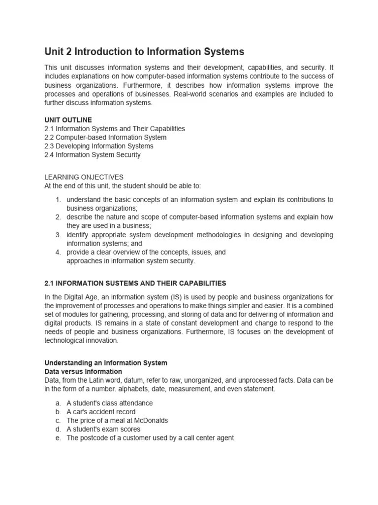 Unit 2 Introduction To Information System | PDF | Input/Output ...