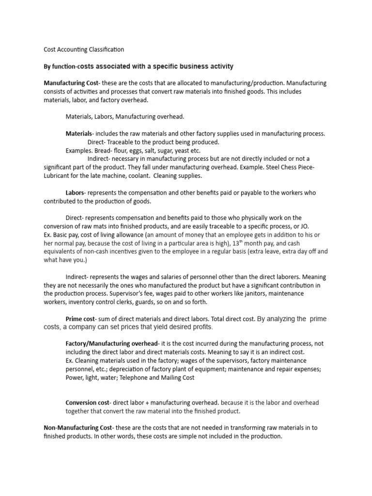 Cost Accounting Classification | PDF | Cost Of Living | Cost