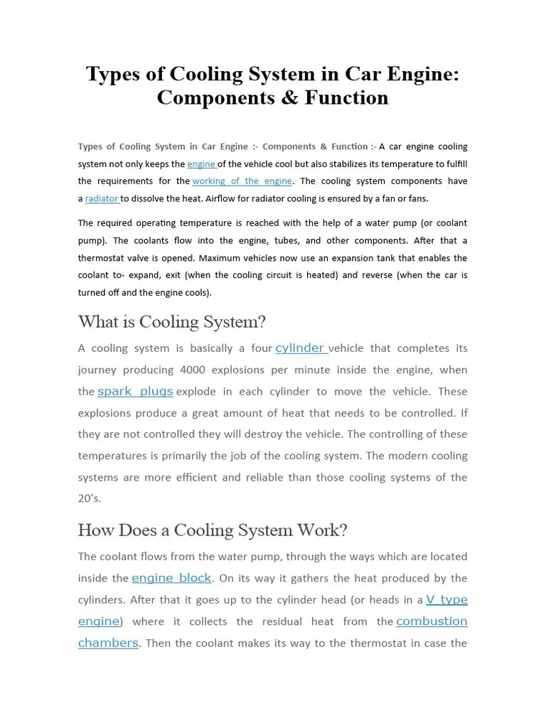 Types Of Cooling System In Car Engine | PDF | Home Appliance | Building ...