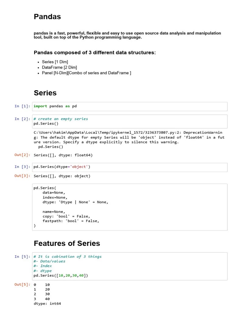 Pandas | PDF | Boolean Data Type | Computer Science